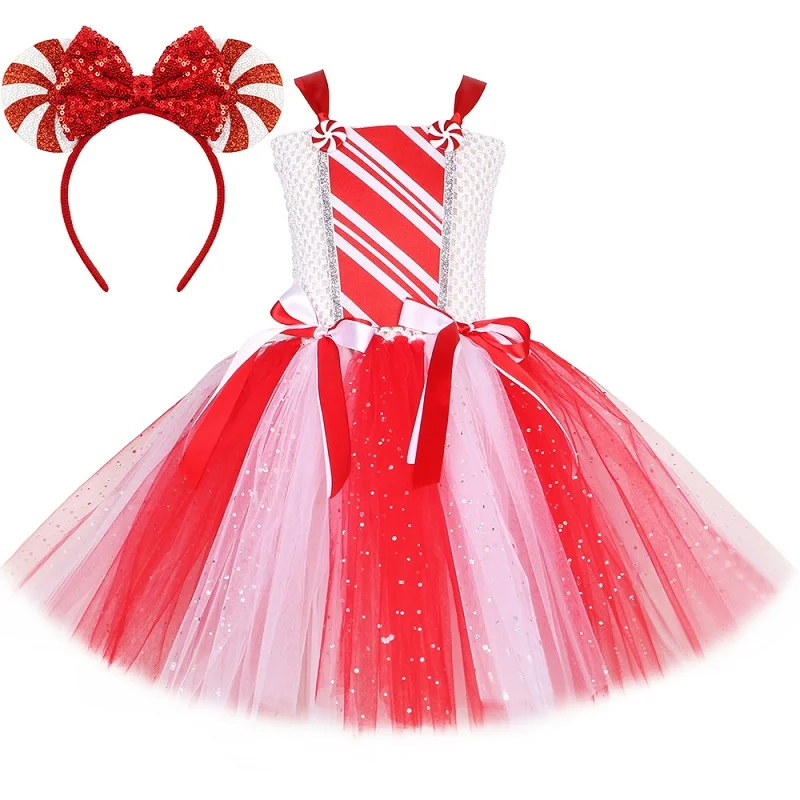 Zukmuk Abito Natalizio Da Bambina Con Maniche Lunghe: Gonna In Tulle Verde E Quadretti Rossi, Perfetto Per Le Feste (6 Mesi-6 Anni)