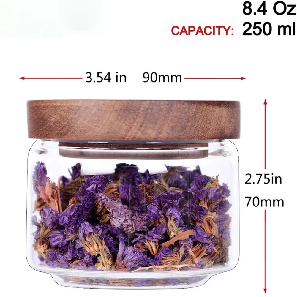 Spice Containers - 8.5oz Glass Spice Jars Stackable Empty Round Spice Bottles for kitchen Seasoning,coffee bean,tea,suger,herbs 6