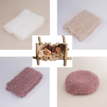 Tappetino per fotografia neonato Morbido peluche Pelliccia di visone Coperta rettangolare Babe Posing Letto Sfondo Cuscino Studio Puntelli per servizio fotografico per bambini