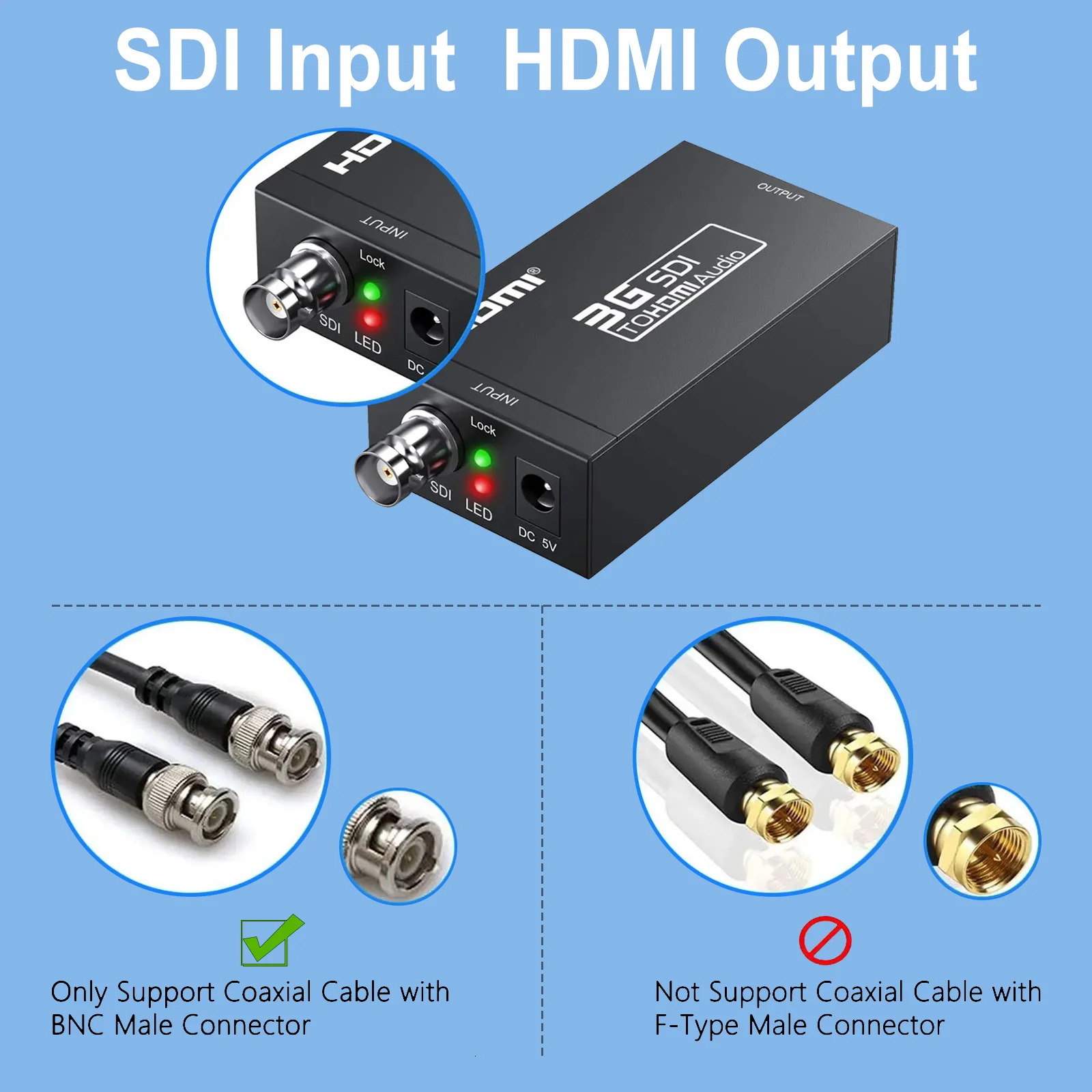 Conversor Hdmi-compatu00edvel Com Sdi 3g/sd/HD-SDI Para Hdmi