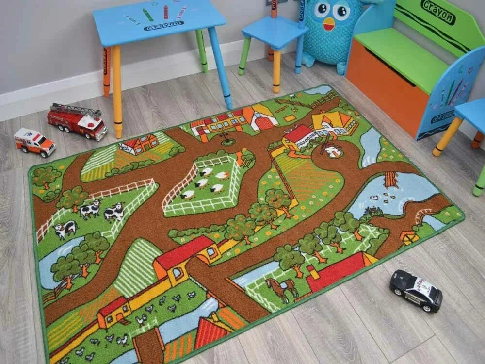 Kids Play Non Slip Farm Land Animals Theme Mats Fun Farm Animals for Home Decor Rugs Children's Living Room Non-slip Rugs
