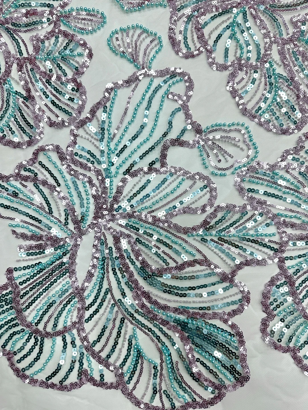 2026 Eleganter Hochzeits- und Abendkleiderstoff - Weicher Tüll mit Pailletten und Steinen, Hochwertig (Neueste Österreichische Kollektion) NN5891_Z – Detail 10
