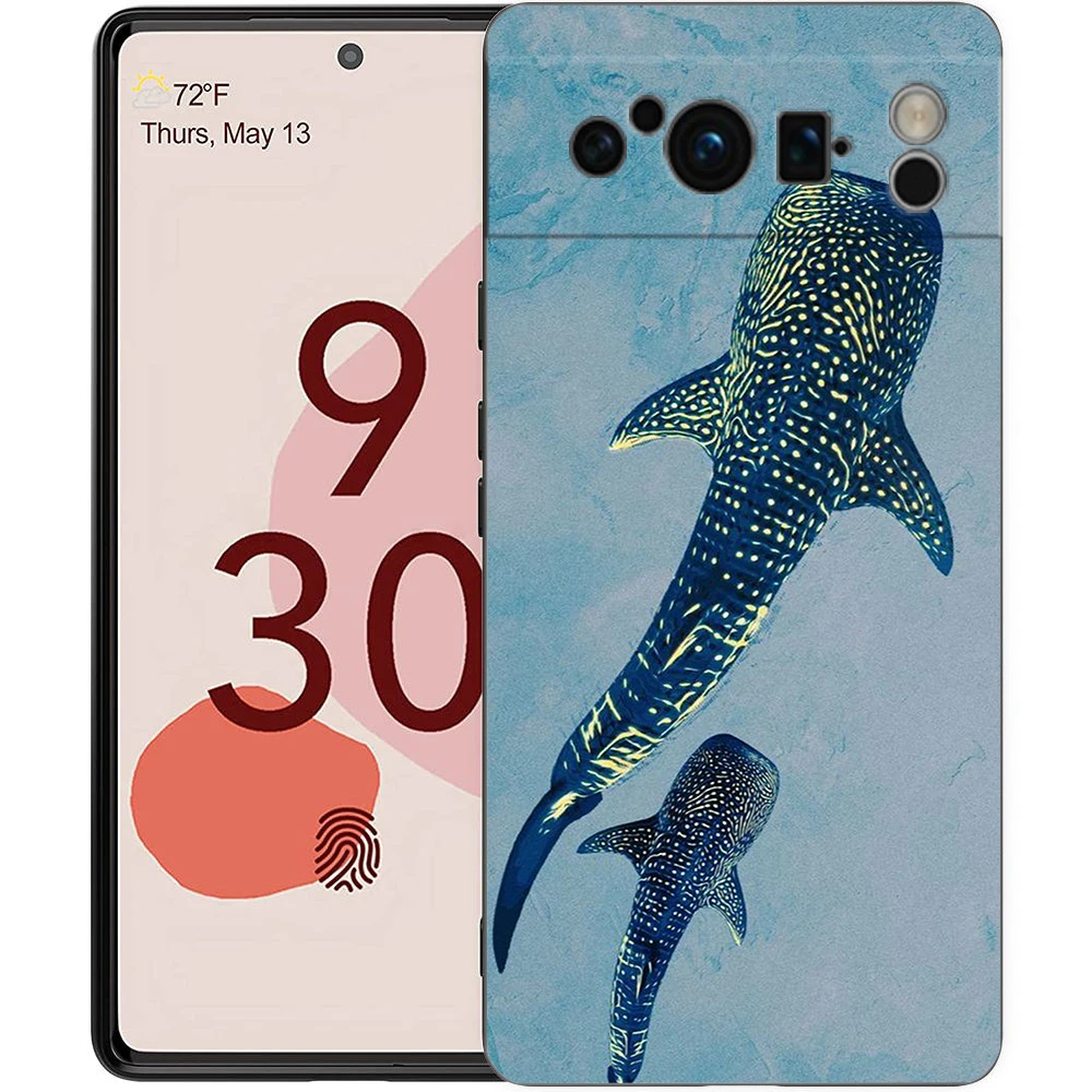 Ocean Whale Shark Swimming Soft Shockproof TPU Black Phone Case