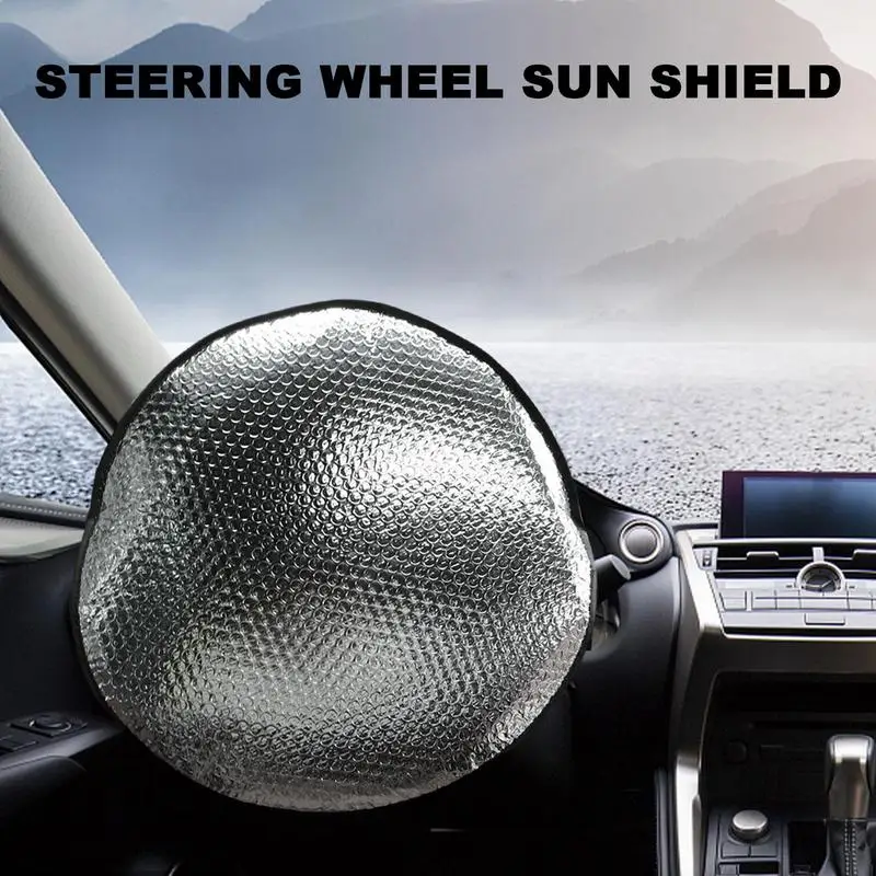 Aluminum Foil Car Steering Wheel Cover Sunshade Sun Protection Visor Insulation Foldable Cooling Steering Wheel Sun Shade Cover