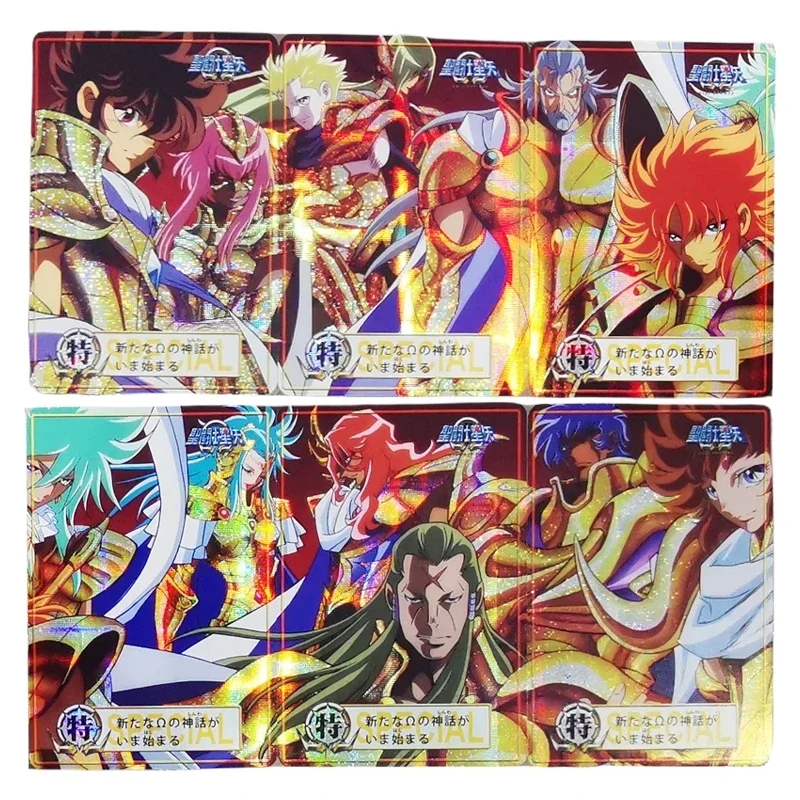 

6pcs/set Saint Seiya Card Omega Animation Characters Aiolia Shaka Milo Aiolos Classics Anime Collection Flash Cards Toy Gift