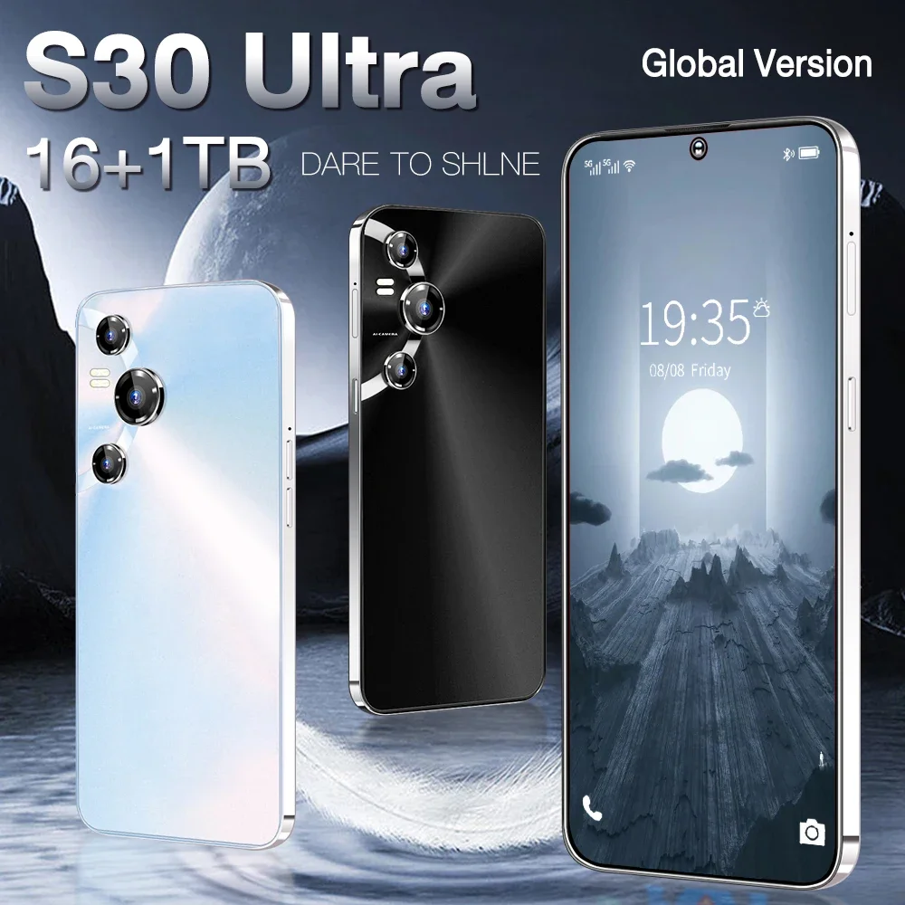 Global S30 Ultra 7.3HD Screen 16GB+1TB telephone 8000Mah Android13 5G smartphone Original Mobile Phone tablet