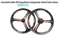 26 inch 36V 48V 500W 750W 1000W Gear Hub Motor ebike Motor 25-50 km/h Mountain bike integrated hub motor Motor 26'' Wheel