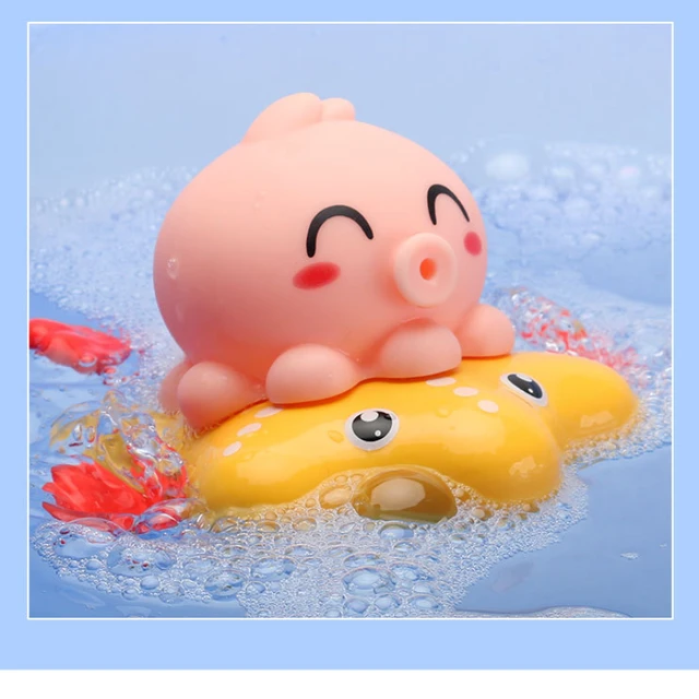Baby Bathroom Bath Entertainment Toys Children Playing Water Spray Octopus Piglet Flying Fish Baby Bath Clockwork Swimming Toys 6