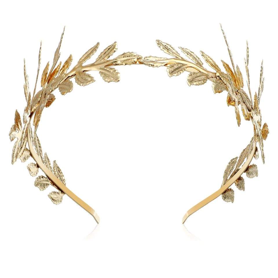 2 Cerchietti Con Foglie D'Oro Per Capelli - Fascia Nuziale In Metallo - Accessorio Moda Per Matrimoni, Feste E Balli