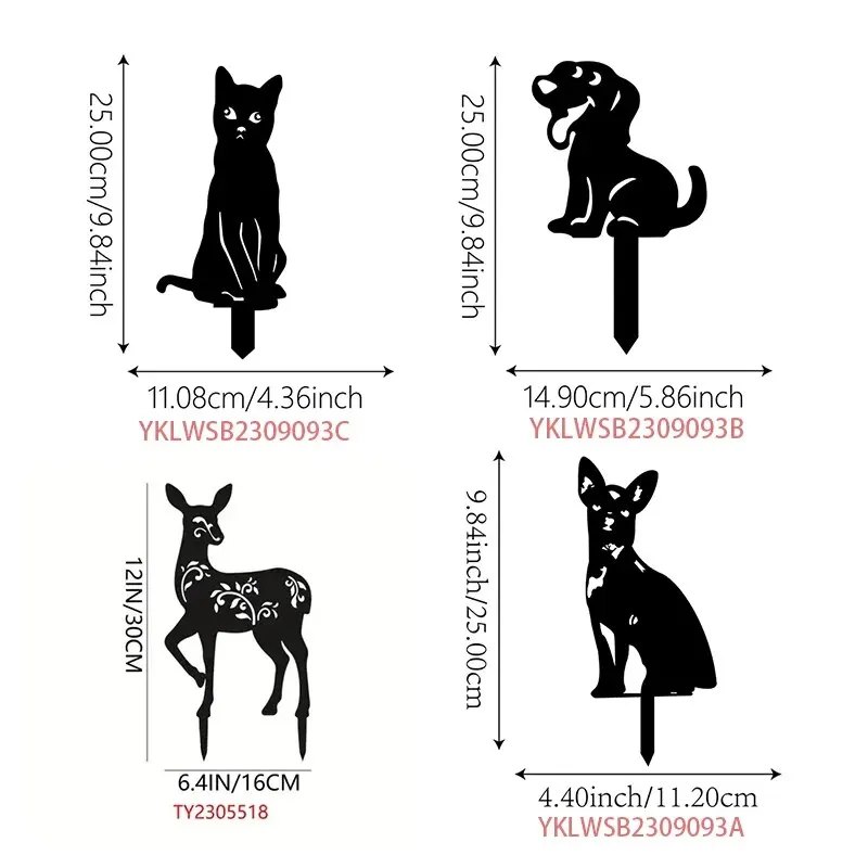 Metal Deer/Dog/Cat Stake Outdoor Metal Deer Statue Silhouette Deer Stake Outdoor Decor Animal Stakes Waterproof animal stakes