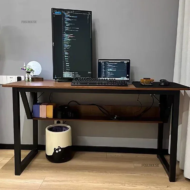 Nordic Wooden Computer Desks Desktop Household Desk Rectangular Bedroom Double Table E-sports Gaming Table Simple Office Desks