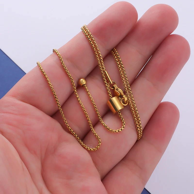 Fnixtar 10Pcs Adjustable Stainless Steel Box Chain Slider Necklace