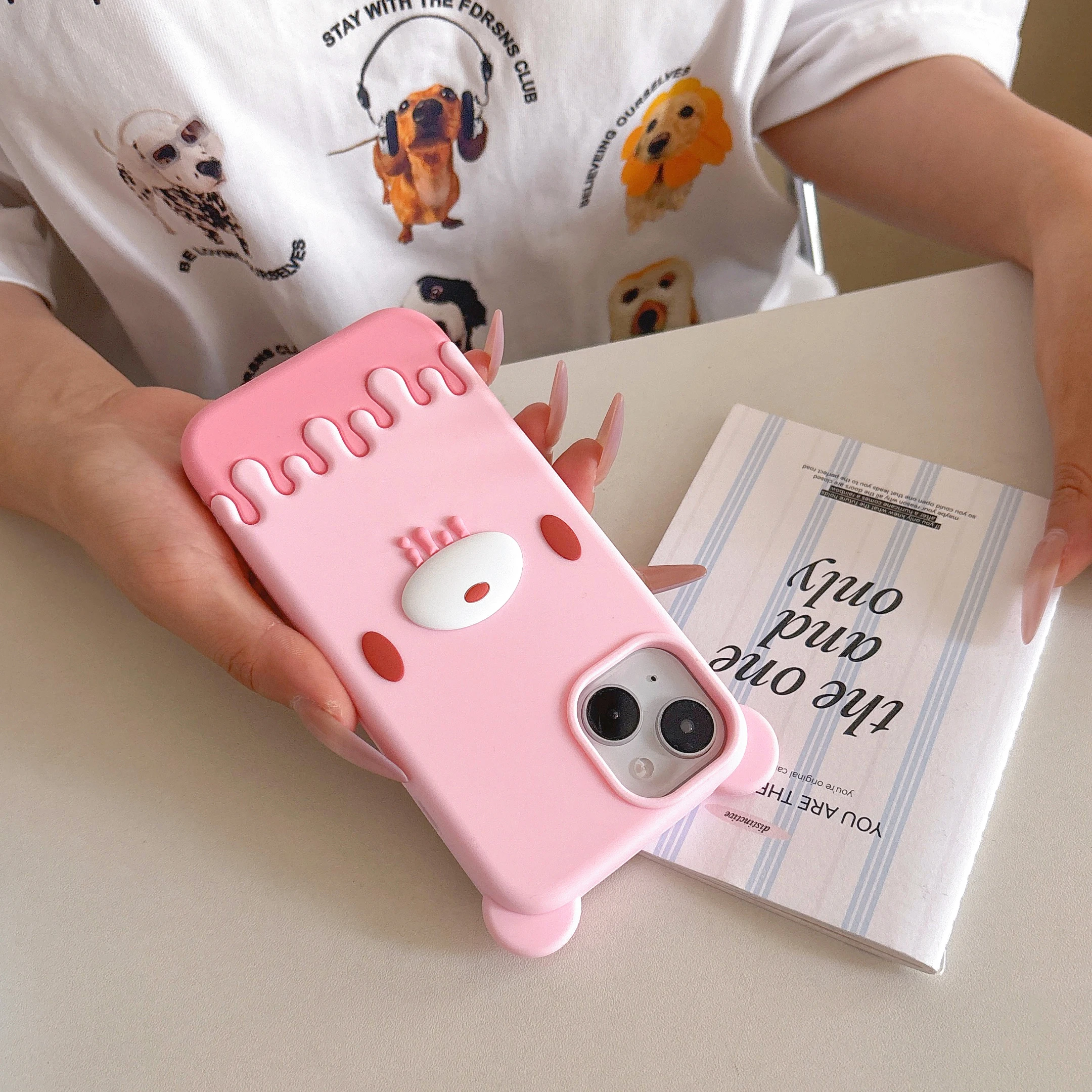 Adorable Bear 3D Silicone Shockproof Phone Case - Cute Cartoon Design