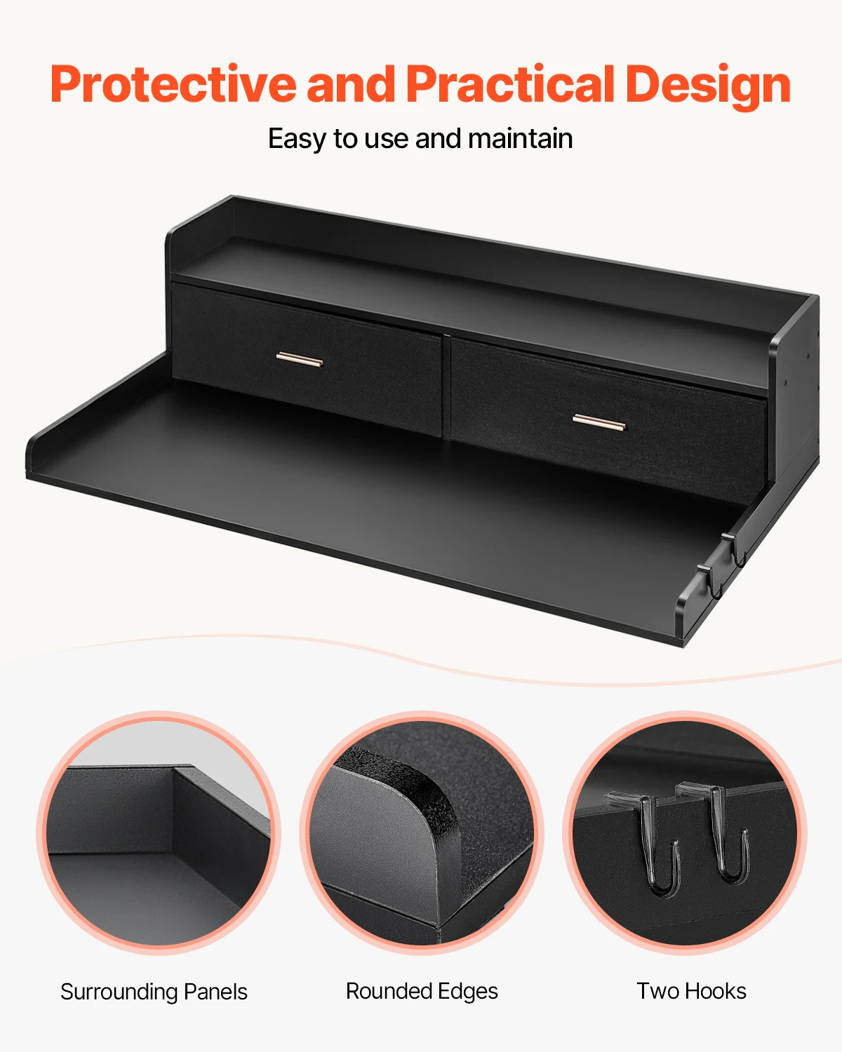 Wooden Laundry Room Countertop with Drawer Shelf