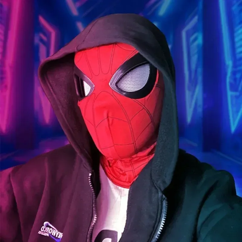 電子マスクスパイダーマンマスカラスパイダーマンヘッドギア
