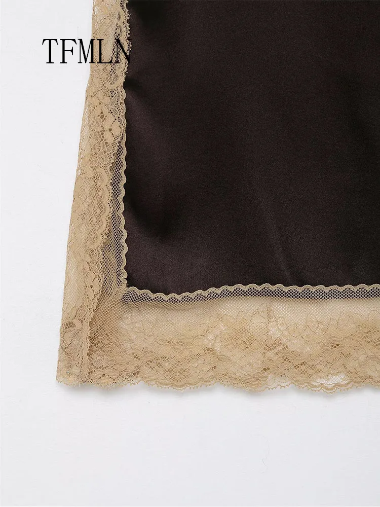 Sexy Women Lace Patchwork Camisole Tops 2026 Spring Summer V-neck Sleeveless Causal Spaghetti Strap Top Sweet Backless Underwear