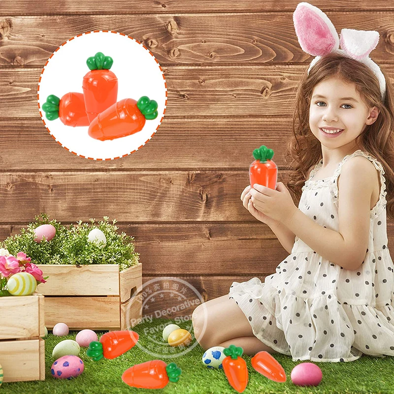 TENDYCOCO 10 Scatole Porta Caramelle A Forma Di Carota In Plastica - Ideali Per Pasqua, Feste E Bomboniere (Arancione Traslucido)