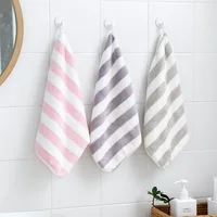 Soft Hand Towel Stripe Face Towel Microfiber Fabric Baby Towel Hanging Bathing Towel for Bathroom Kitchen Quick Dry Towel 1