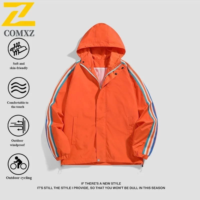 Men's Streetwear Hooded Windbreaker Lightweight Waterproof Windbreaker Loose Fit Vintage Hong Kong Style Spring Fall Coat Jacket