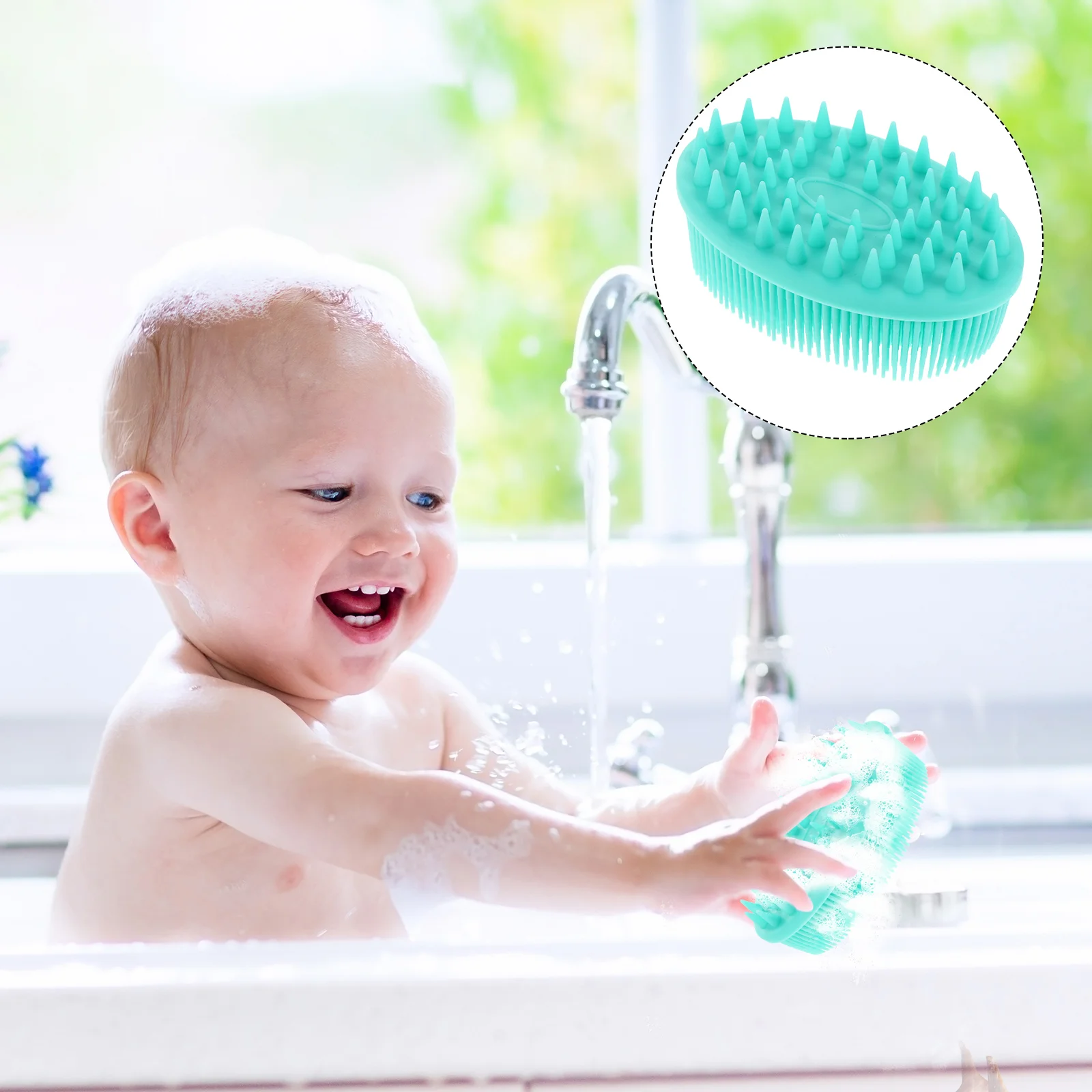 

Massage Shampoo Newborn Tub Scalp Shampoo Brush Hair Cleaning Silica Gel Infant Bath