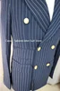 2 Pieces 2024 Men's Suit  Striped Suit Double Breasted Suits For Wedding Groom Groomsmen High-End Business Casual Clothing 3