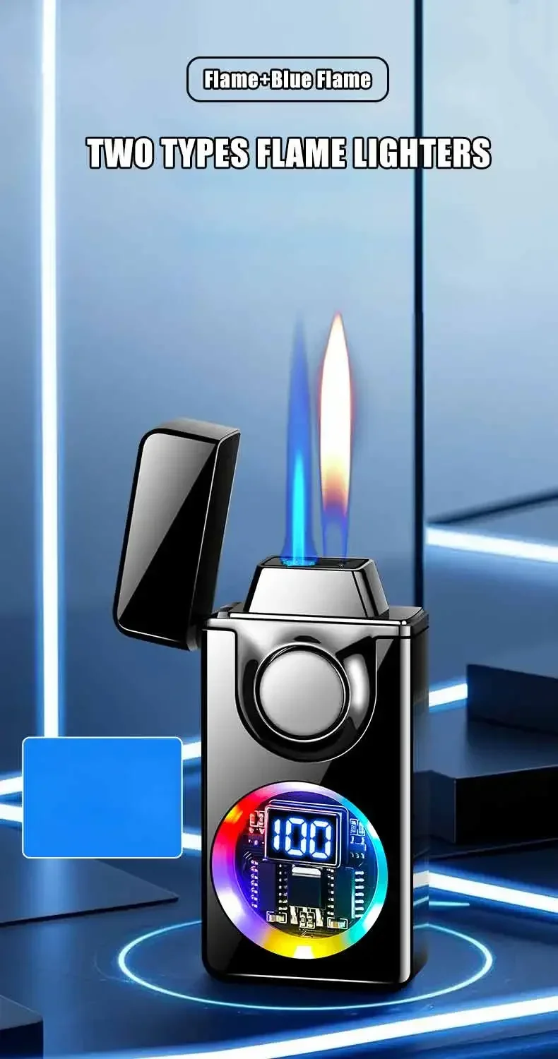 Description Picture 2 of item2025 Voice Controlled Ignition Gas Lighter 4 Ignition Methods Battery Display Open Fire Switching Jet Fire USB Electric Lighters