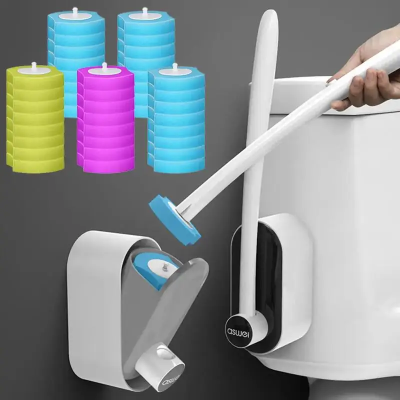 24 Count Disposable Toilet Bowl Refills Toilet Brush Cleaner Wand Refill Heads Bathroom Cleaning Sponges Pads
