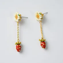  Cute Lovely Flower Strawberry Drop Earring For Women Fashion Jewelry Accessories Gift 