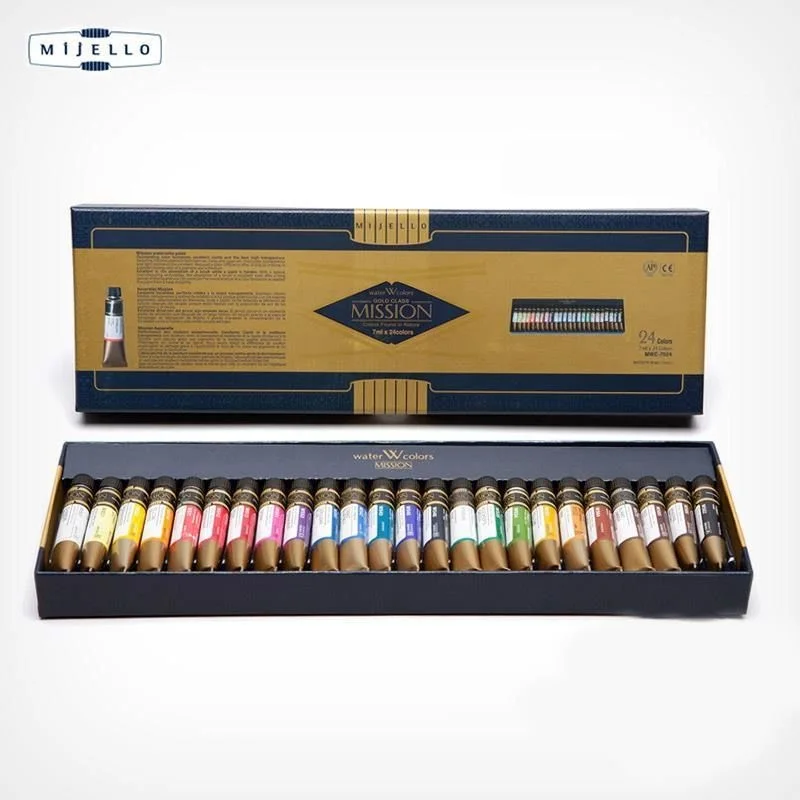 Mijello 24 Colors Watercolor High Concentration Natural Pigment Watercolour Professional Painter Paints Drawing Artist Supplies