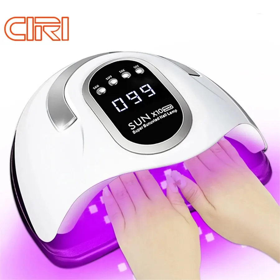 SUN X10MAX UV LED Nail Lamp for Manicure 280W Gel Polish Drying Machine with Large LCD Touch Professional Smart Nail Dryer Tools