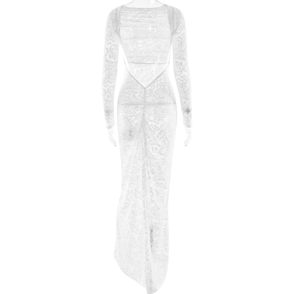 Sexy Lace Patchwork Backless Bodycon Party Club Evening Dress Women Elegant Autumn/Winter Long Sleeved Slim Vestido 2025