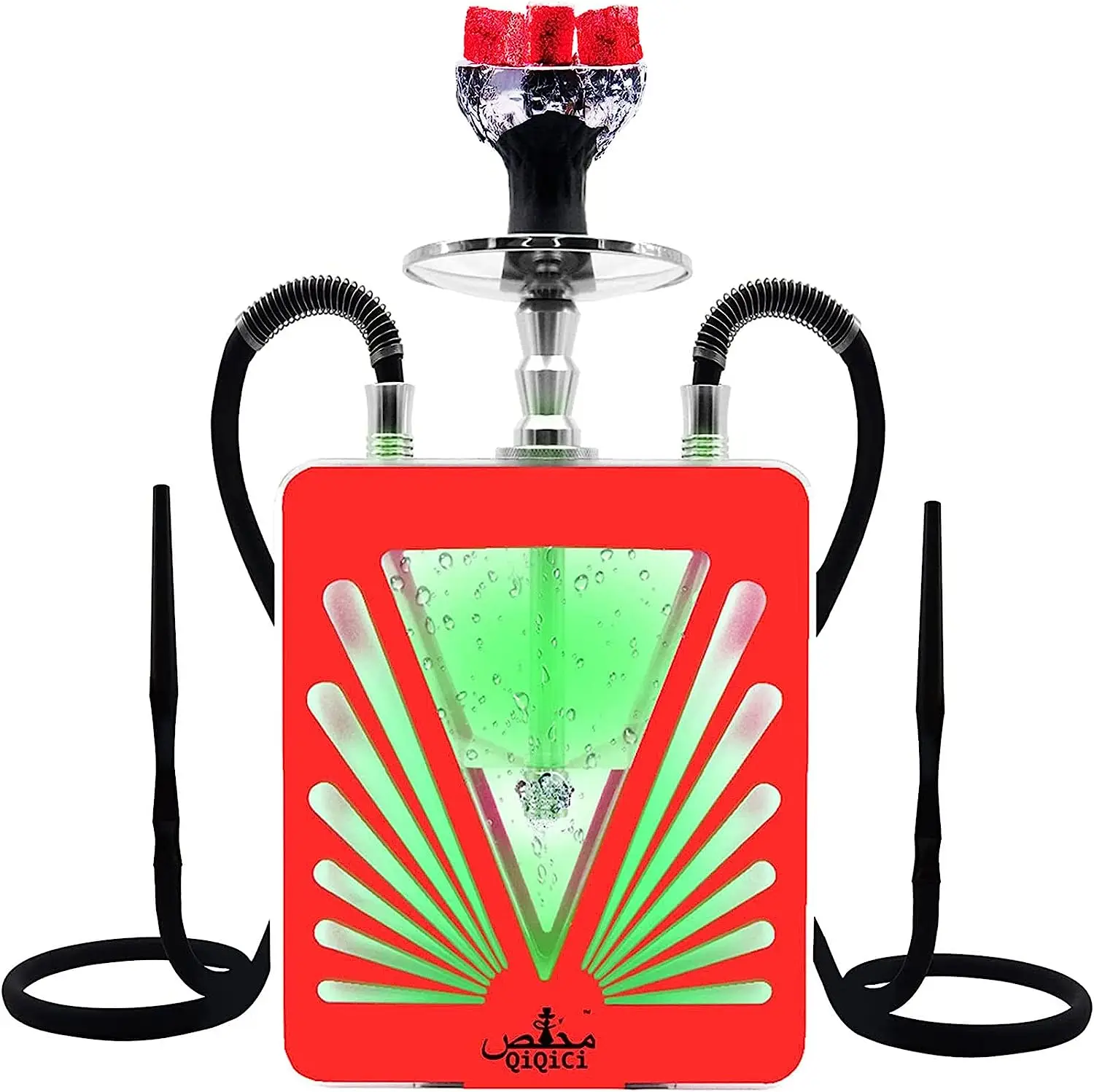 Hookahs2HosePortableHookahSetQiQiCiExpeditionStyleRedVIVI