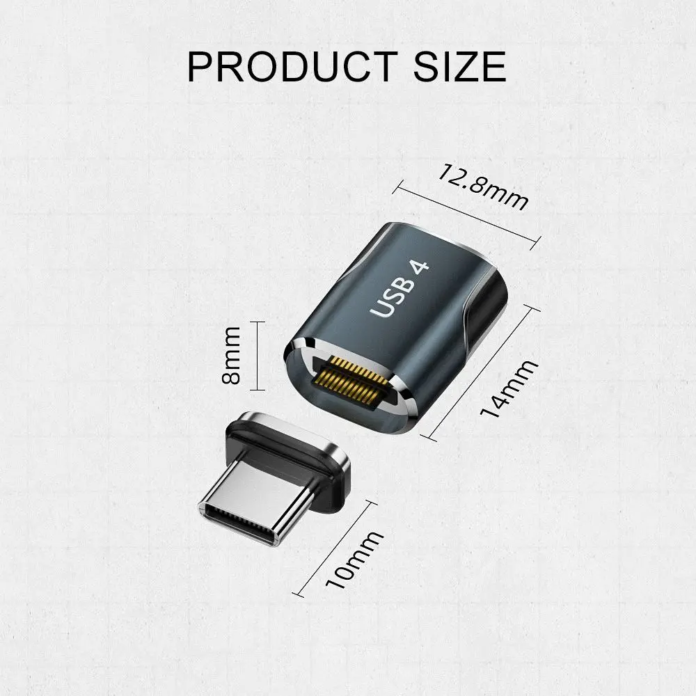 PD 240W USB-C Magnetic Adapter 80Gbps Fast Charging Type C Converter Female to Male 8K 60HZ USB4.0 Adapter for Thunder-bolt 3/4