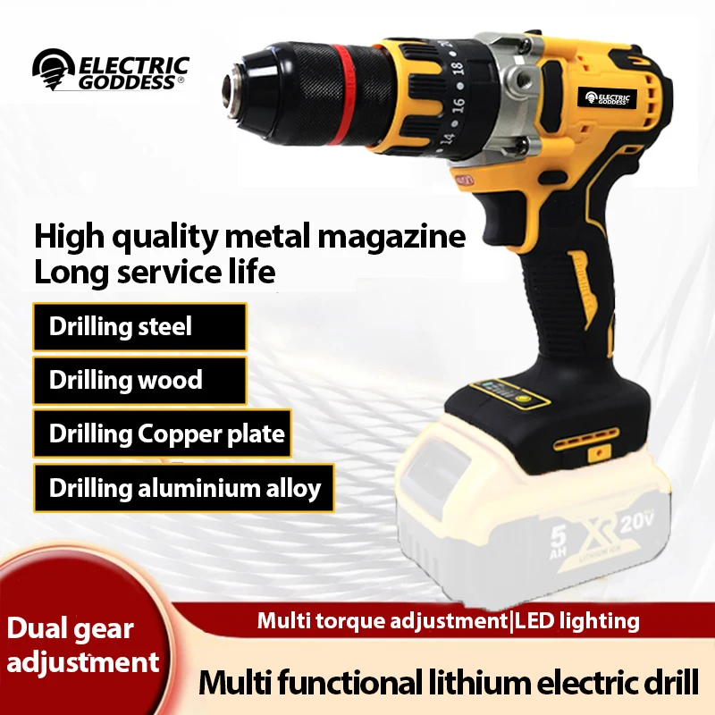 Electric Goddess DCD791 Cordless Small Electric Drill/Driver 20V MAX Brushless Compact Screwdriver for Dewalt Battery Power Tool гайковерт dewalt dcf891p2t 1 2 compact xr 18v brushless