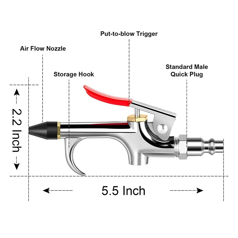 13 Pcs 2-Way Connection Air Nozzle Blow Tool Set, With 1/4 In Standard Quick Fitting For Air Inflation And Dedusting Spare Parts