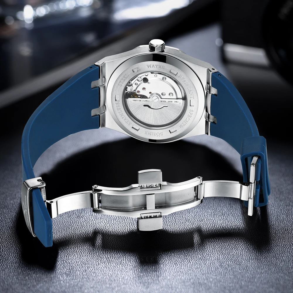 specht&sohne new classic men's watch 50m waterproof luminous sapphire crystal blue automatic mechanical watches reloj hombre Specht&Sohne New Classic Men's Watch 50M Waterproof Luminous Sapphire Crystal Blue Automatic Mechanical Watches Reloj Hombre 3