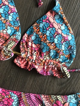 2022 Sexy Bikini Floral Print Swimwear String Bikini Set Push Up Swimsuit Bikinis Women Biquini Beach Bathing Suit Women 4