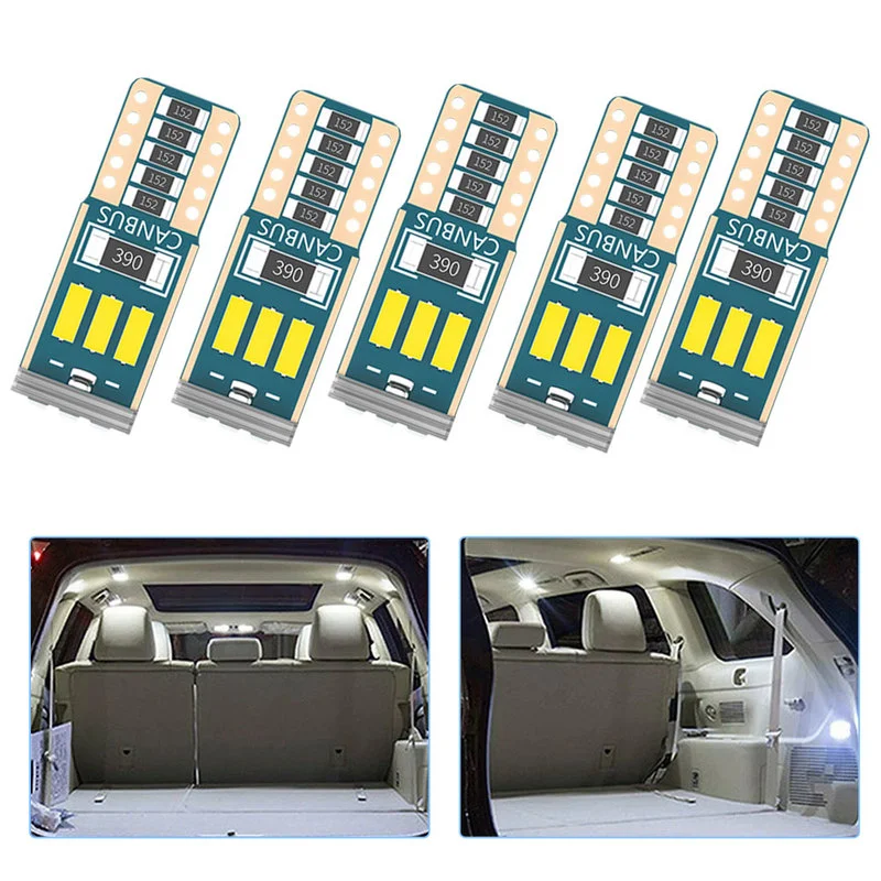 

10pcs/set T10 W5W Car LED Lights Canbus 9-SMD 12V 6000K White 194 168 Car Interior Dome License Plate Parking Lights Signal Lamp