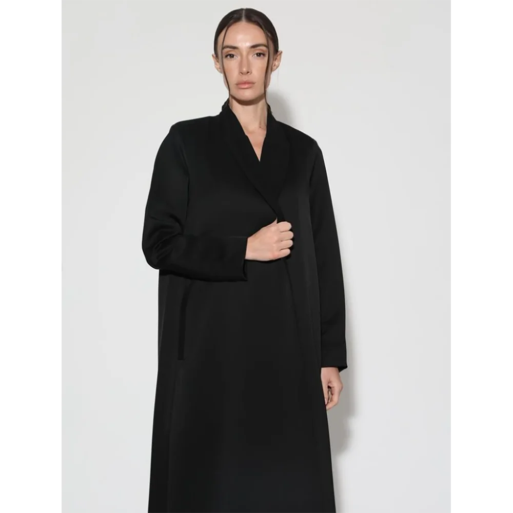 New Black A-Line Women Long Jacket Elegant Female Daily Coat Formal Ankle Length Blazer Arabic Robe