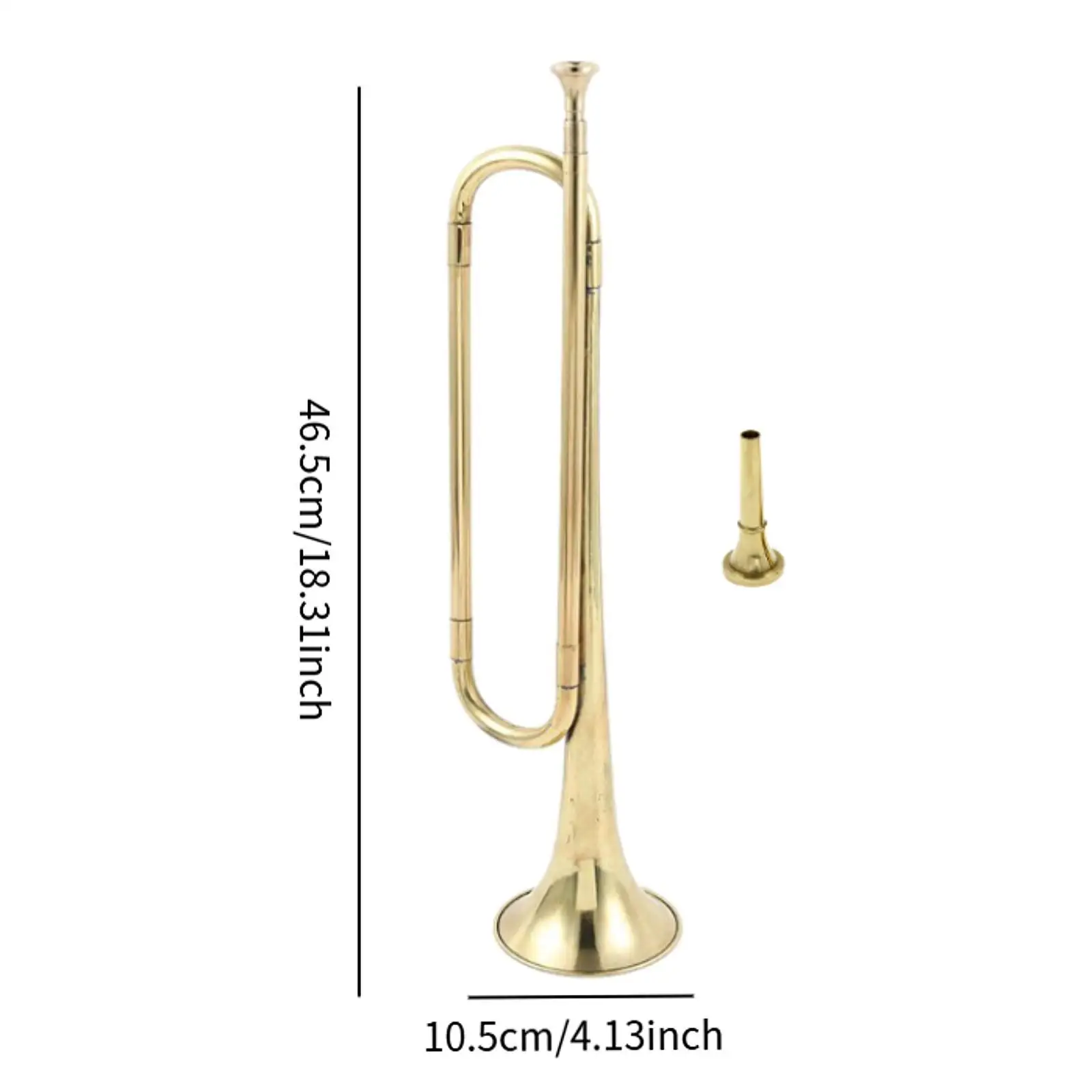C Flat Bugle Brass Bugle Marching Music Instrument Young Team with Mouthpiece for Cavalry Beginner