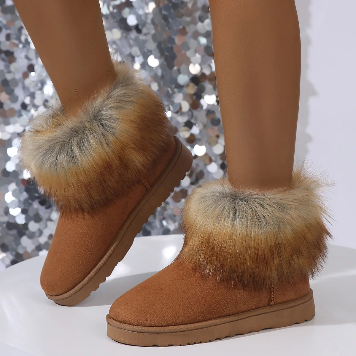 Winter New Fashion Versatile Trend Short snow Boots Women's fur shoes plush Warm Foreign Style Outdoor Wear casual Cotton boots
