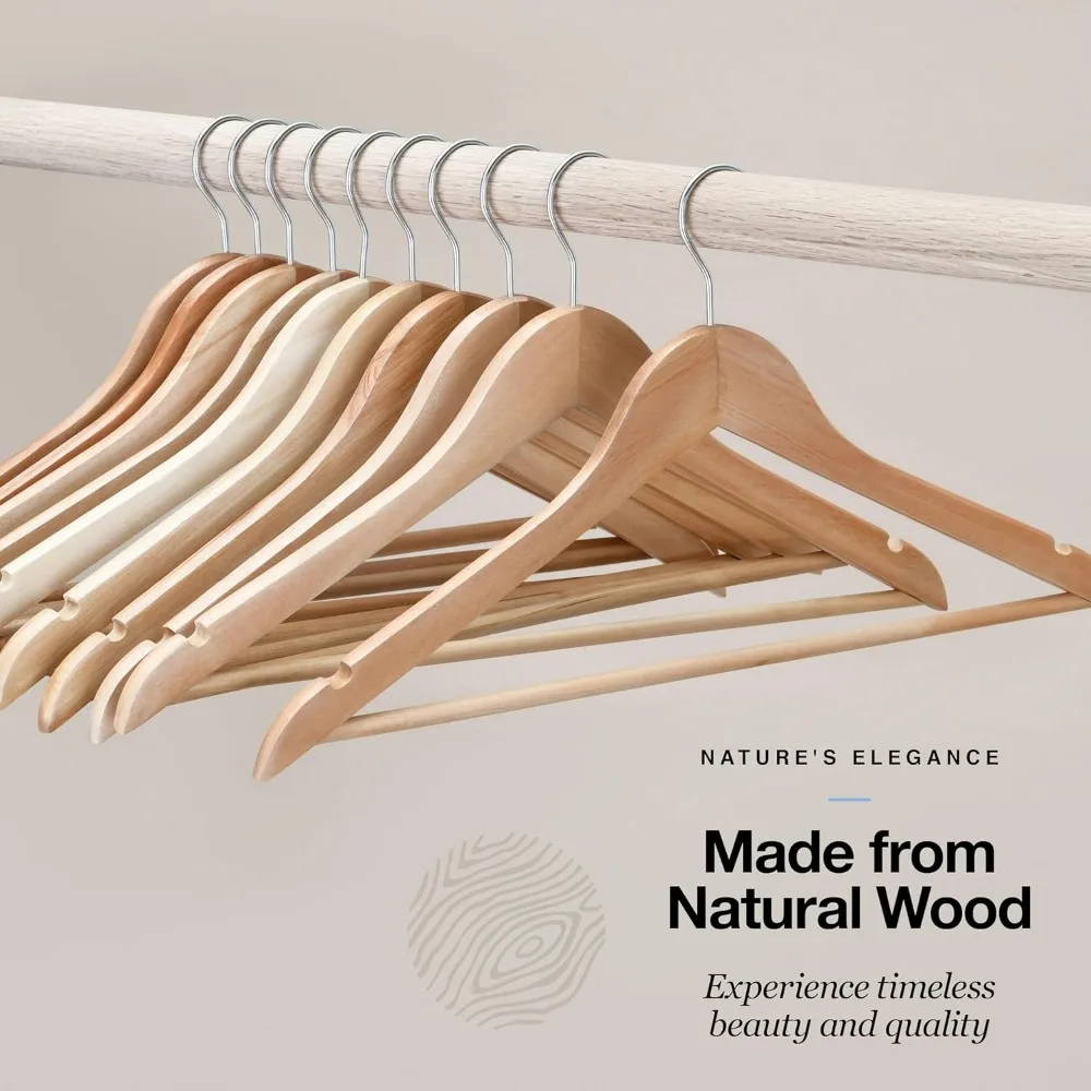 Premium Wooden Hangers Durable Non Slip Coat Hangers Heavy Duty Natural Solid Wood Hanger Clothes Storage Hangers Swivel Hooks 4