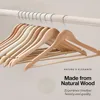 Premium Wooden Hangers Durable Non Slip Coat Hangers Heavy Duty Natural Solid Wood Hanger Clothes Storage Hangers Swivel Hooks 4