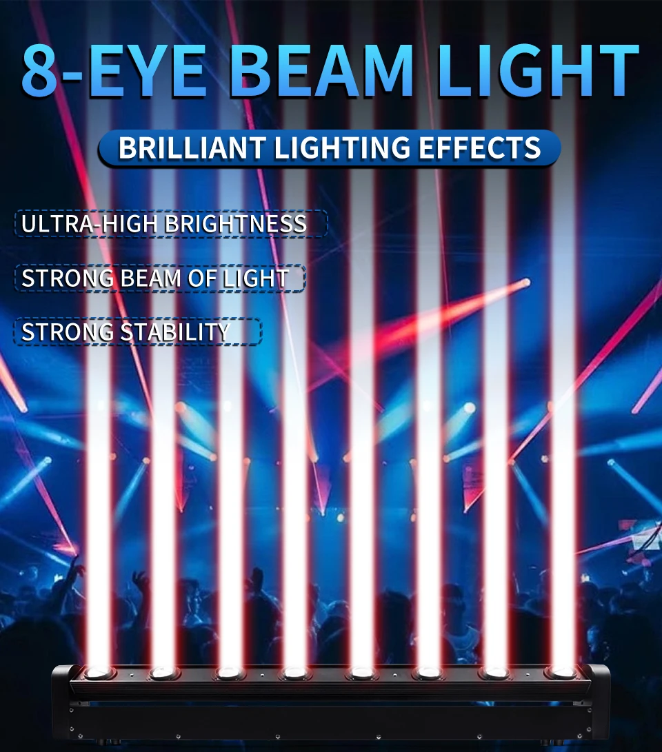 LED Beam RGBW 8x10W Moving Head Light DJ Disco Bar Stage Light DMX512 Moving Hea