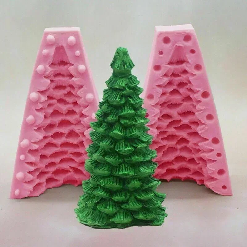 3D Christmas Tree Cedar Silicone Mold DIY Aromatherapy Candle Gypsum Decoration Christmas Tree Mold Cake Tree Decor Baking Mold