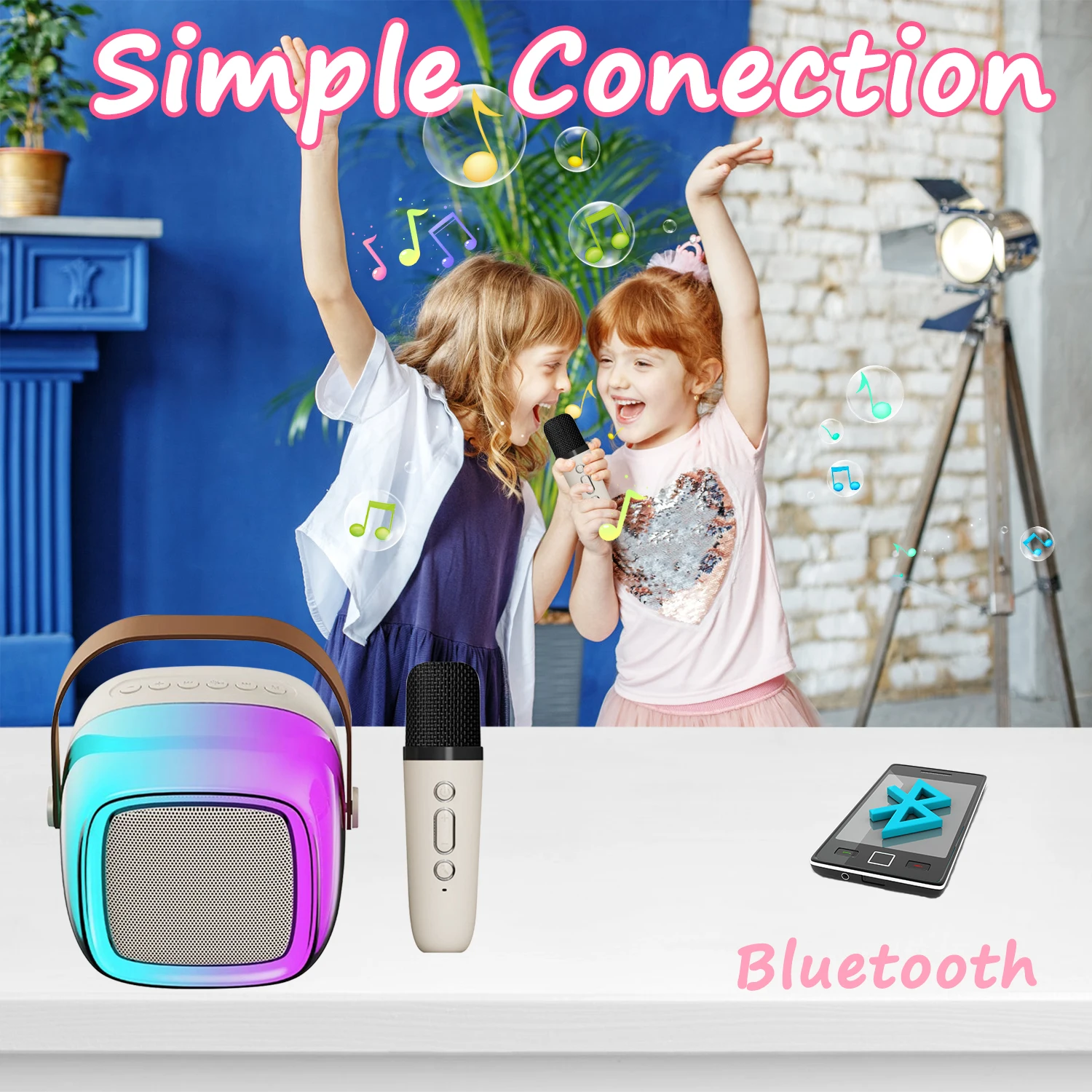 

Bluetooth-Колонка для караоке с микрофоном, 2 микрофона
