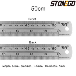 Premium Stainless Steel Ruler Set - Precision Double - Sided Graduation Scale, 5 - Piece Collection (50cm)