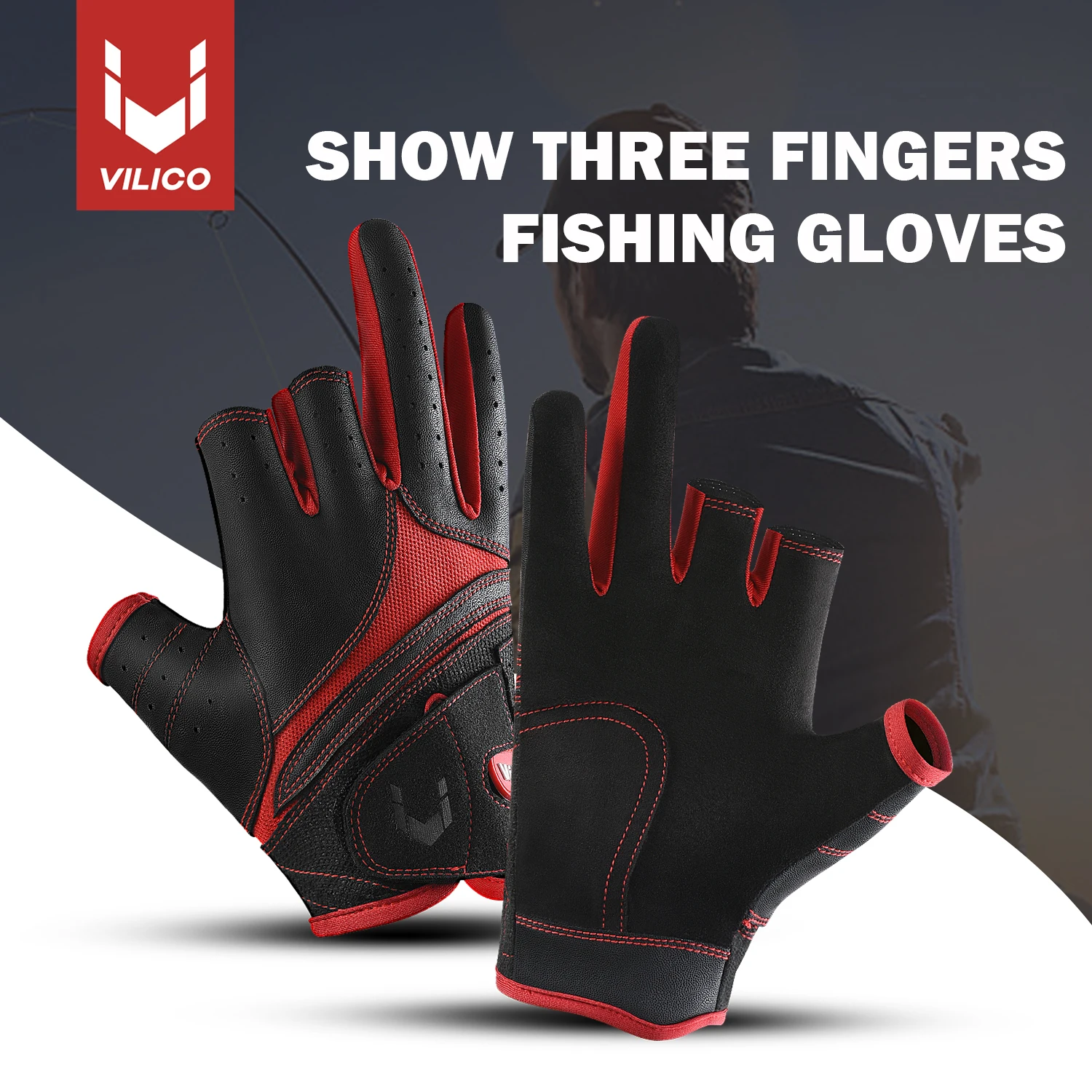 Open Finger Fishing Gloves Breathable Comfortable Anti slip Wear-resistant Three Fingers Convenient