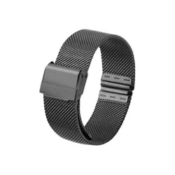 Sleek Metal Magnetic Mesh Steel Wristwatch Band with Double Safety Buckle - 14mm (Black)