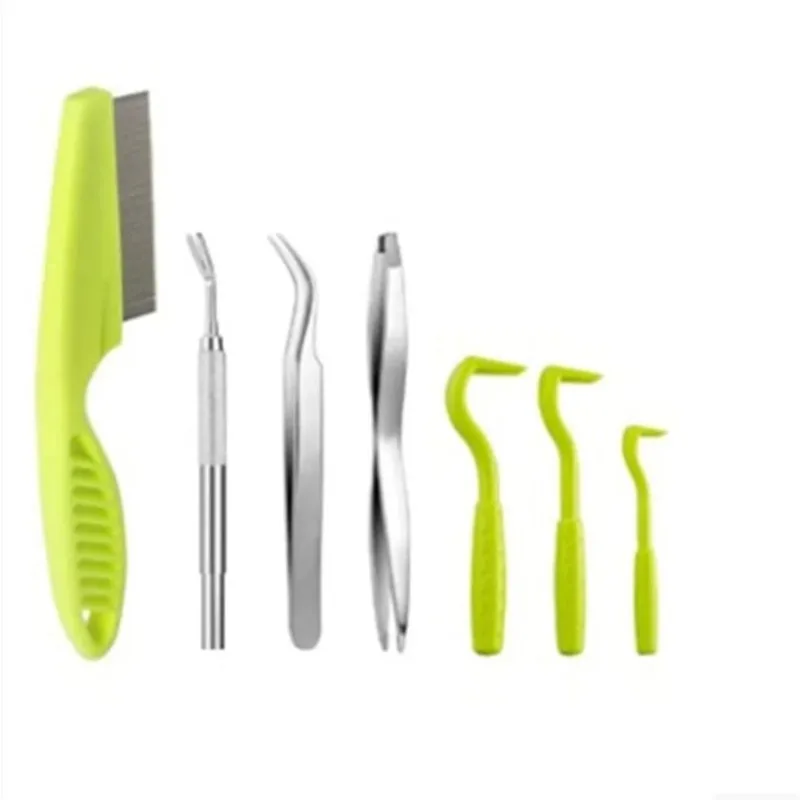 Flea Remover Tweezers Pet Flea Remover Pet Tick Removal Kit Flea Hook Tweezers Pliers Mite Extractor Dogs Cats